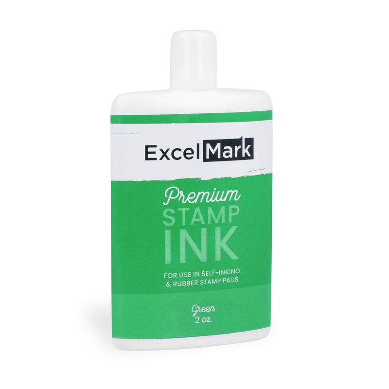 ExcelMark Self Inking Stamp Refill Ink - 2 oz. - Green Ink - Image 1
